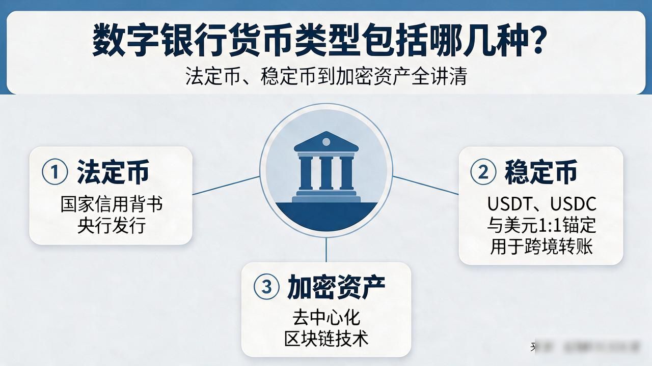 数字银行货币类型包括哪几种？法定币、稳定币到加密资产全讲清