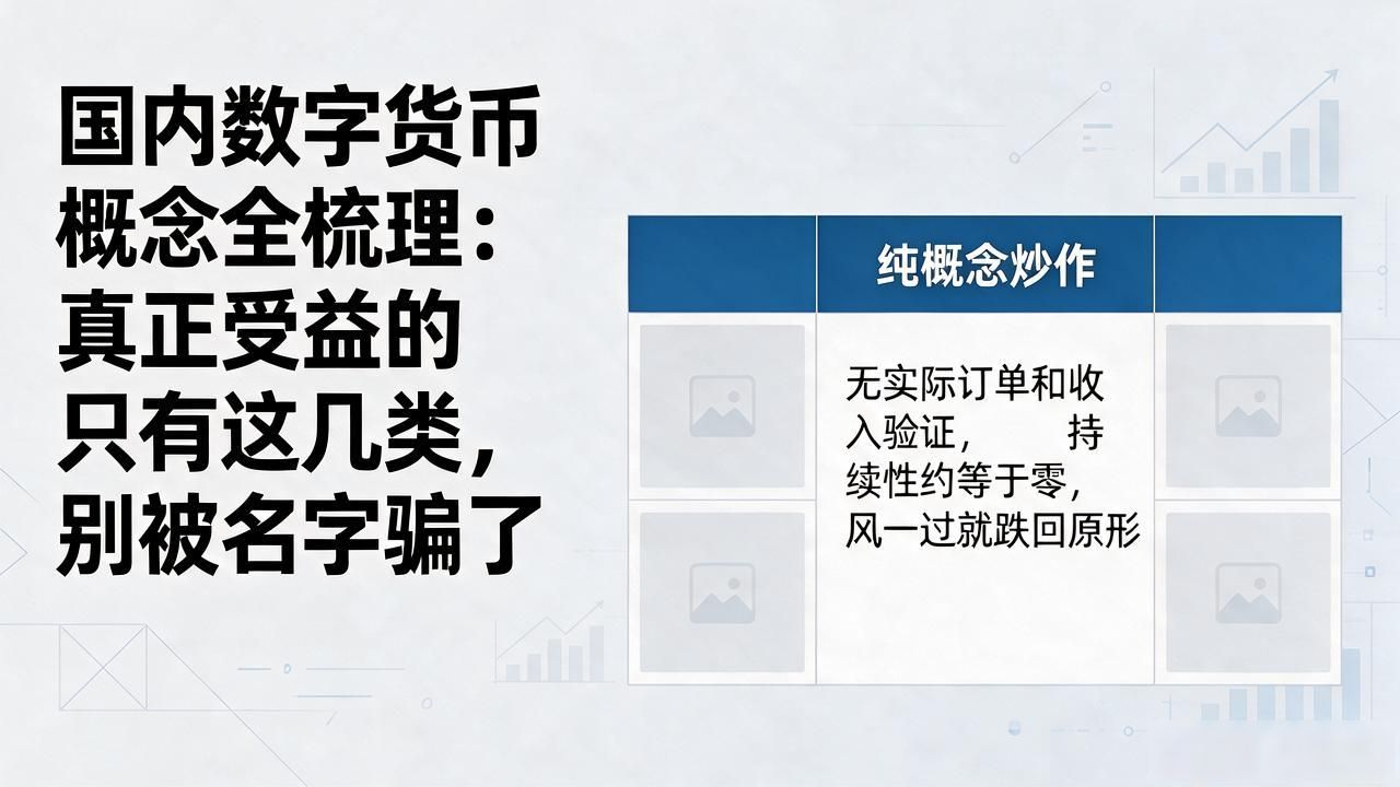 国内数字货币概念全梳理：真正受益的只有这几类，别被名字骗了